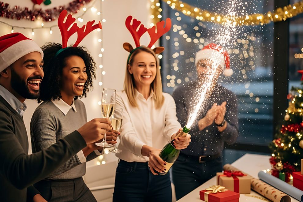 Foto: Personen bei Weihnachtsfeier